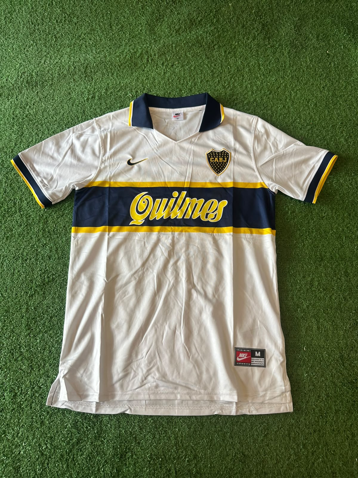 Camiseta retro Boca Juniors 1997/98 · suplente blanca · Quilmes