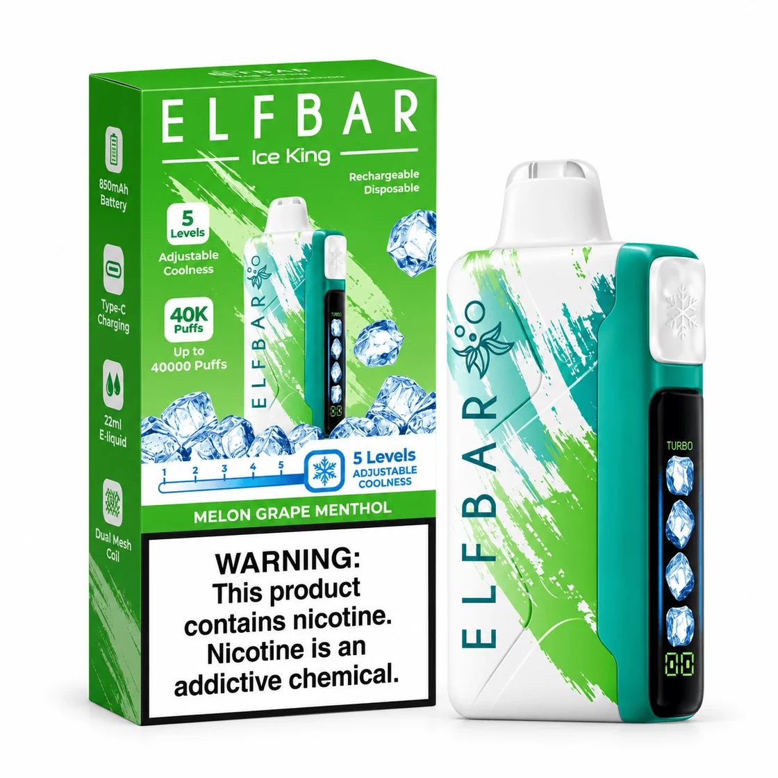 ElfBar Ice King 40000 Puffs Melon Grape Menthol