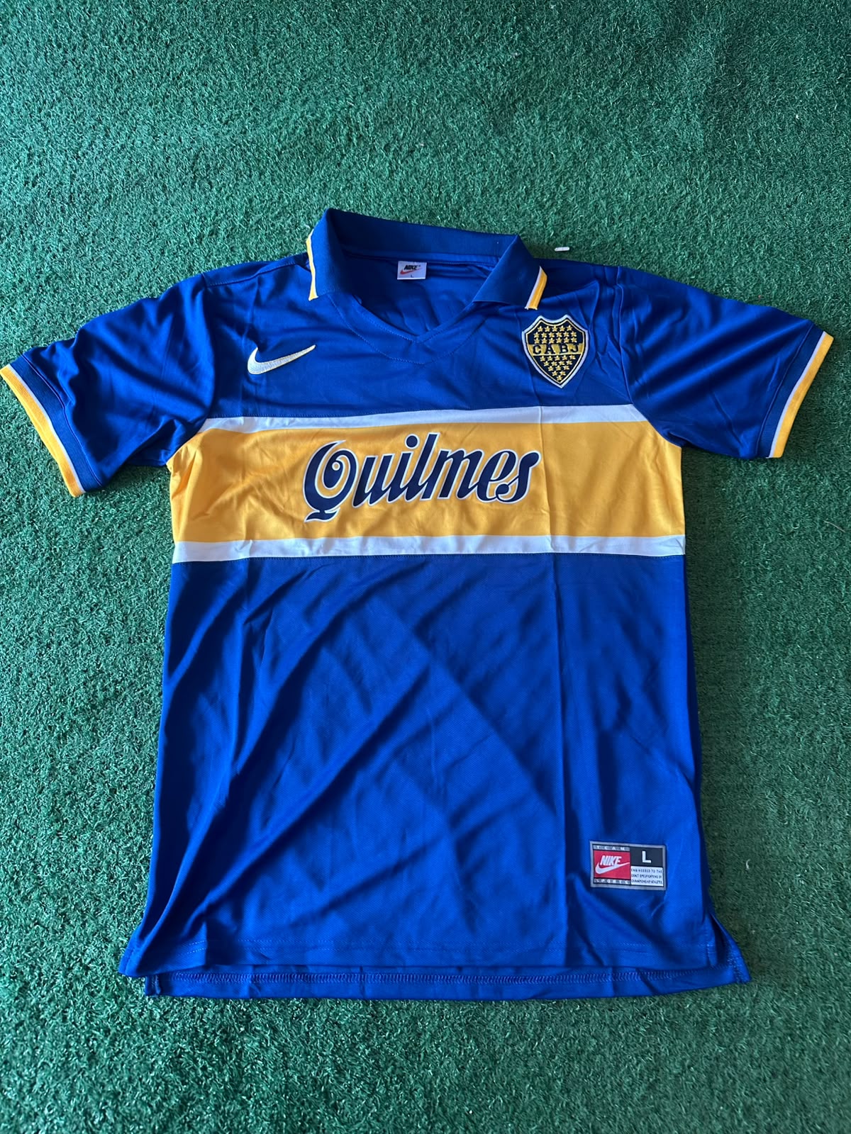 Camiseta retro Boca Juniors 1998/99 · titular azul y oro · Quilmes