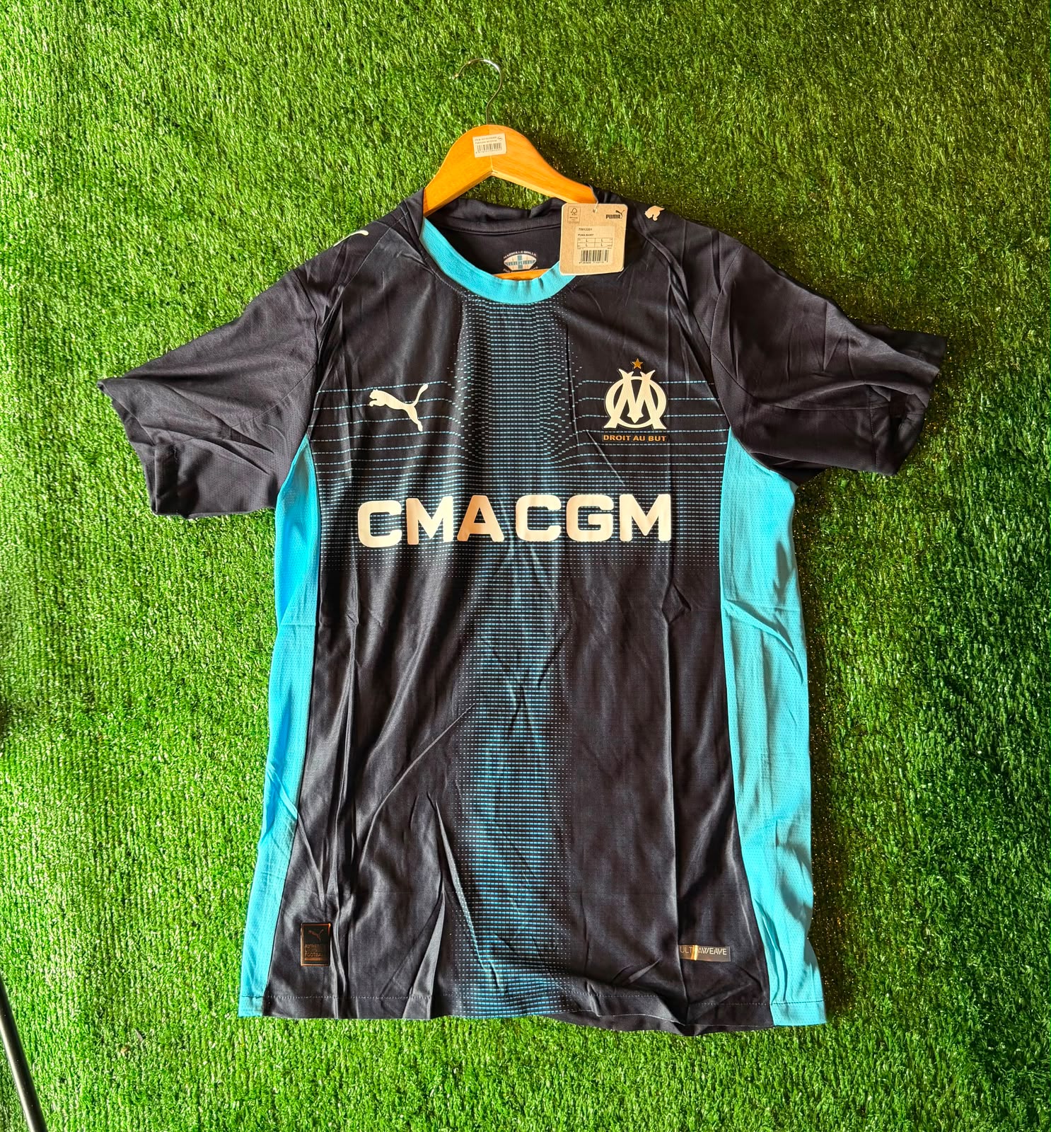 Camiseta Olympique de Marsella · negra y turquesa · CMA CGM