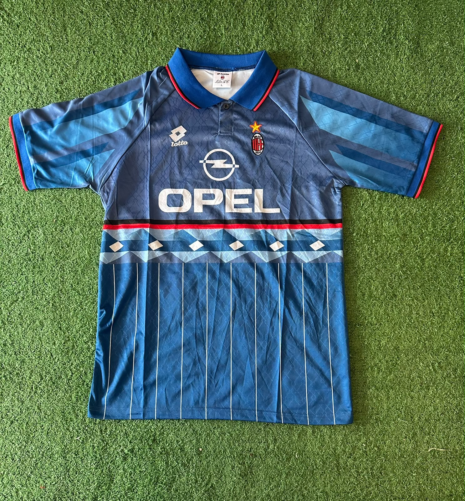 Camiseta retro AC Milan 1995/96 · tercera azul · Opel